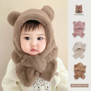 Ivy Scarf & Hat - Topi Syal Telinga Beruang Plush Bayi